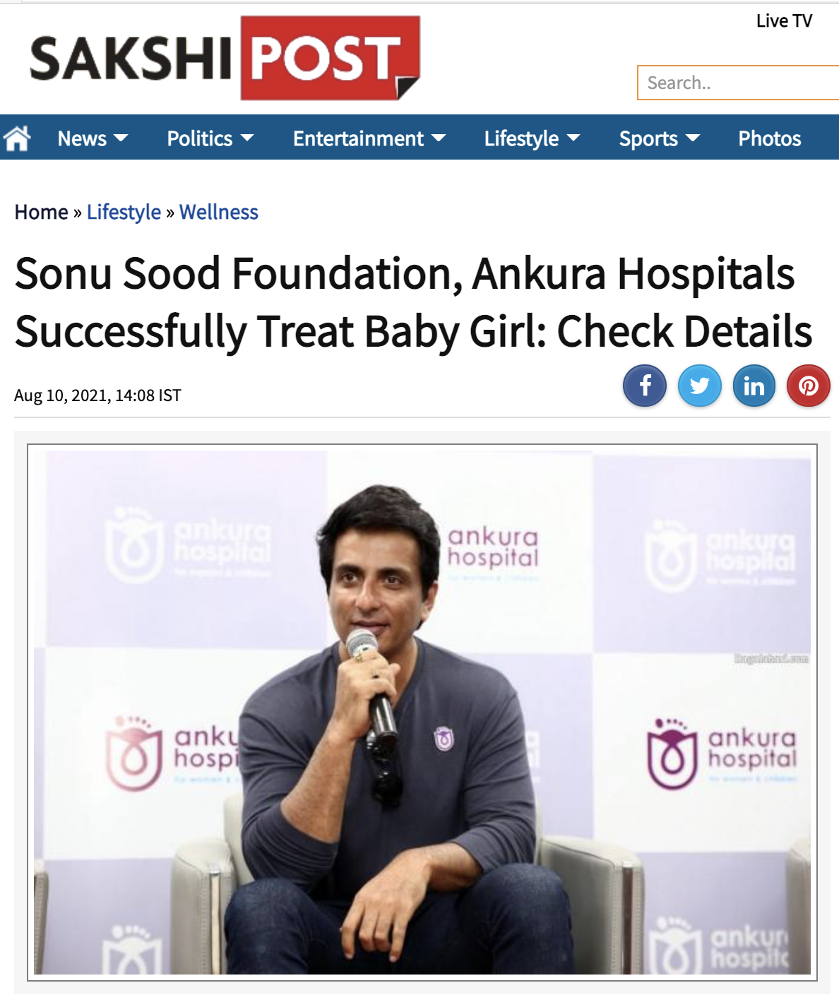 Sonu Sood Foundation, Ankura Hospitals Successfully Treat Baby Girl: Check Details