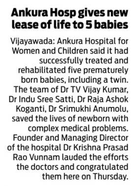 Ankura Hospital gives new lease of life to babies