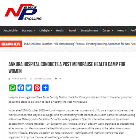 Ankura Hospital conducts a post menopause heath for women