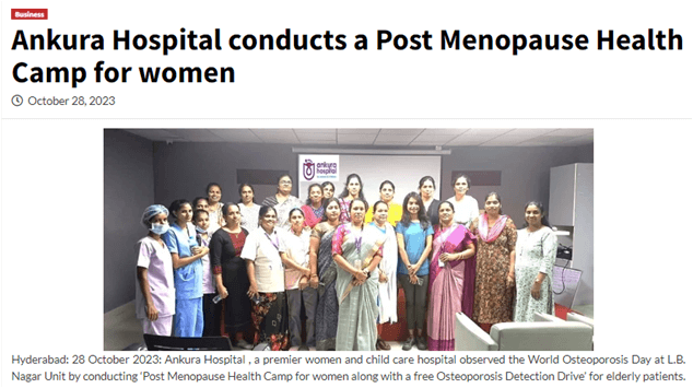 Ankura Hospital conducts a post menopause heath camp for women