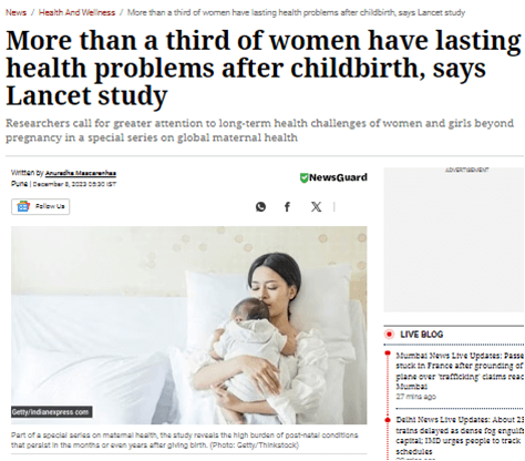 More than a third of women have lasting health problem