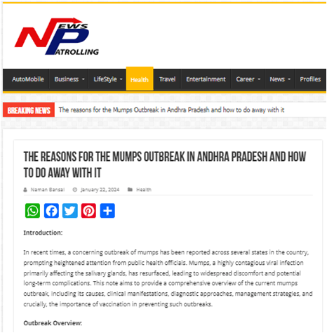 The Reasons for the Mumps outbreak in AP