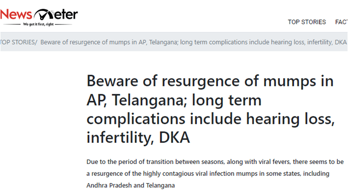 Beware of resurgence of mumps in AP Telangana long term complications include